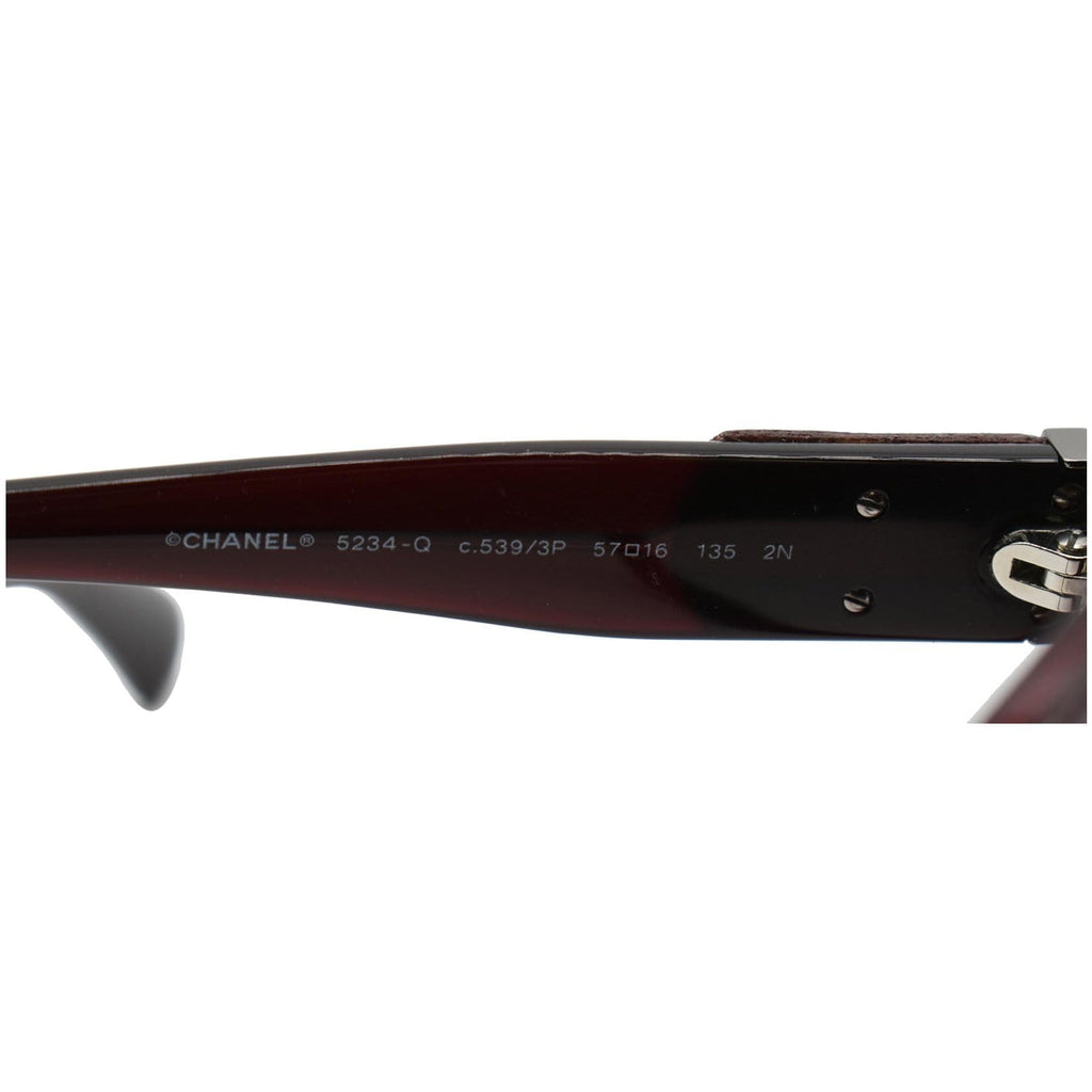CHANEL Square Burgundy Frame Women Purple Gradient Lens
