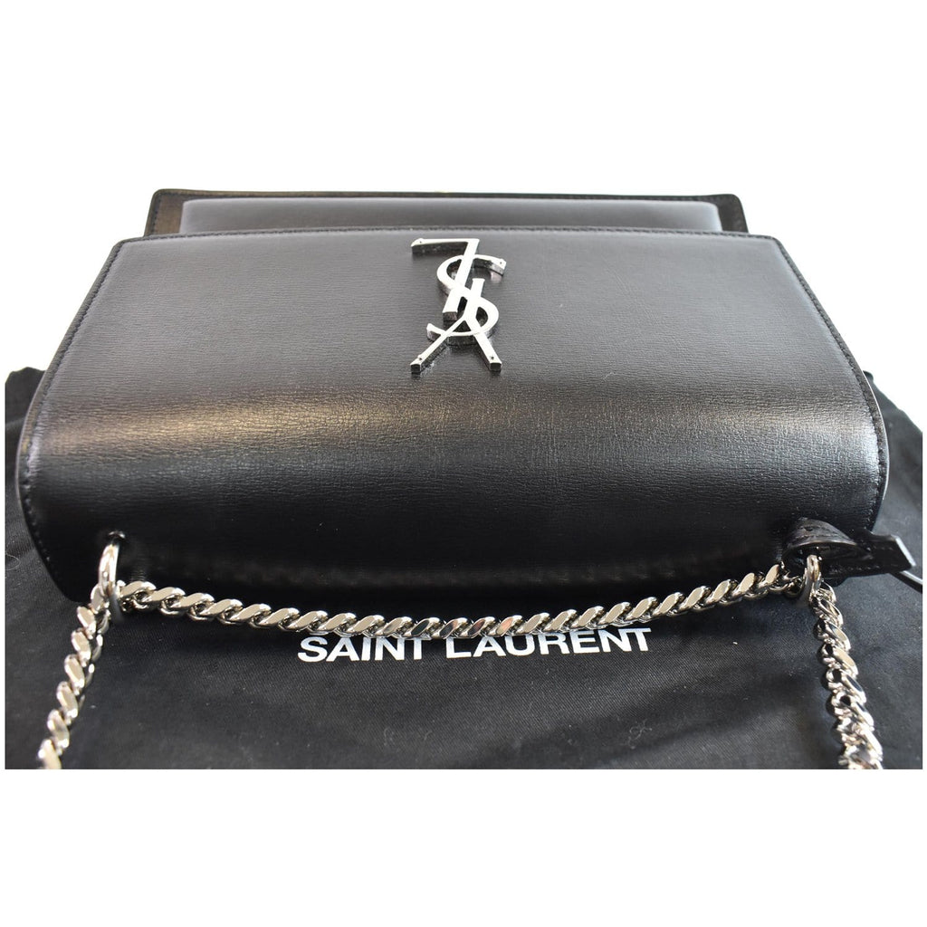 YVES SAINT LAURENT Monogram Sunset Medium Leather Shoulder Bag Black