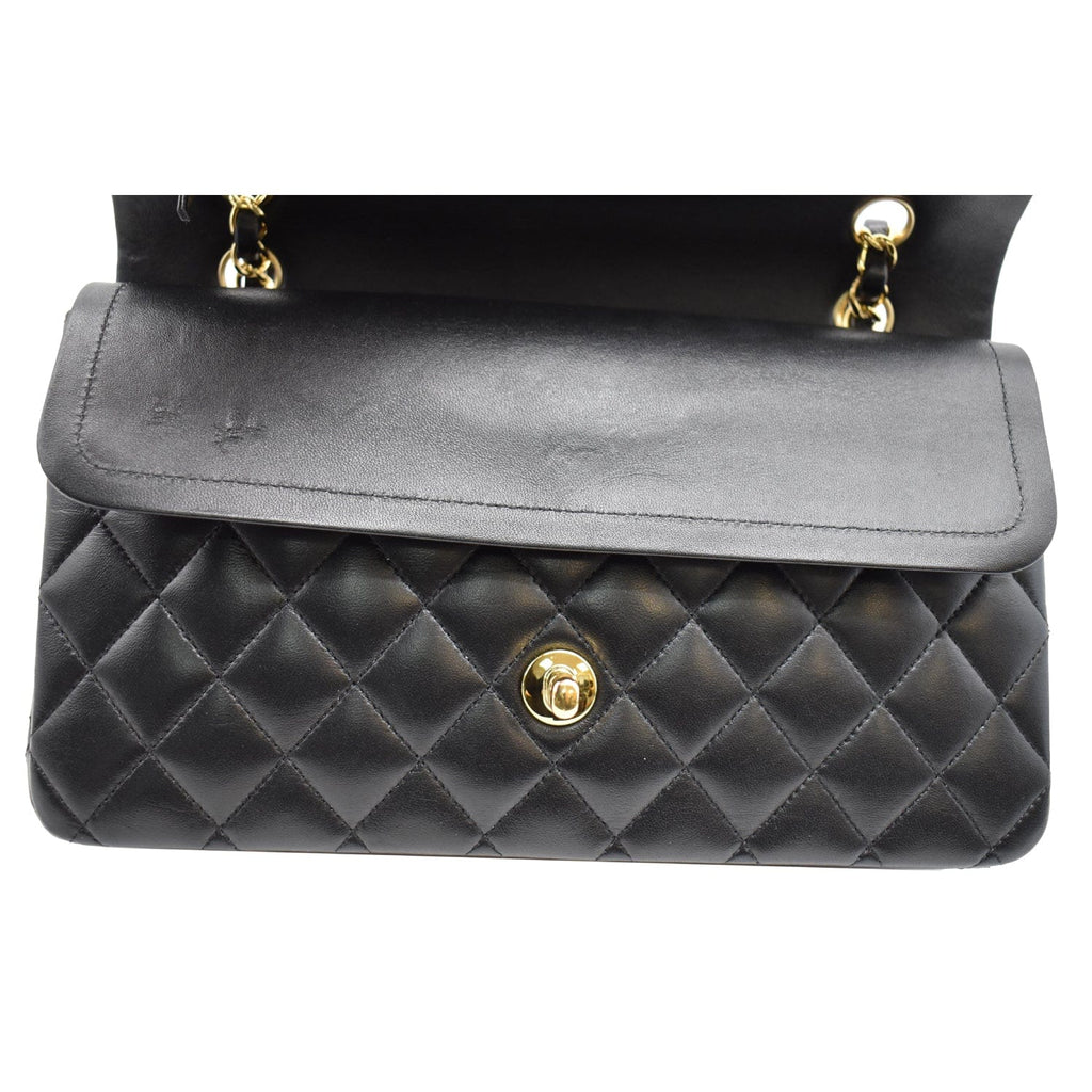 CHANEL Classic Double Flap Medium Leather Shoulder Bag Black