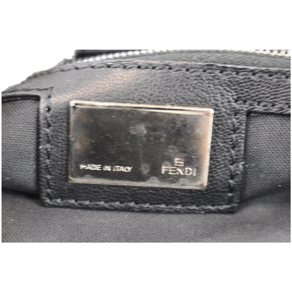 FENDI Devil Trapezio Top Handle Calfskin Tote Shoulder Bag Black