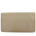 CHANEL Long Coco Button Bi-Fold Caviar Leather Wallet Beige