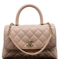 CHANEL Coco Mini Top Handle Flap Caviar Leather Shoulder Bag Pink