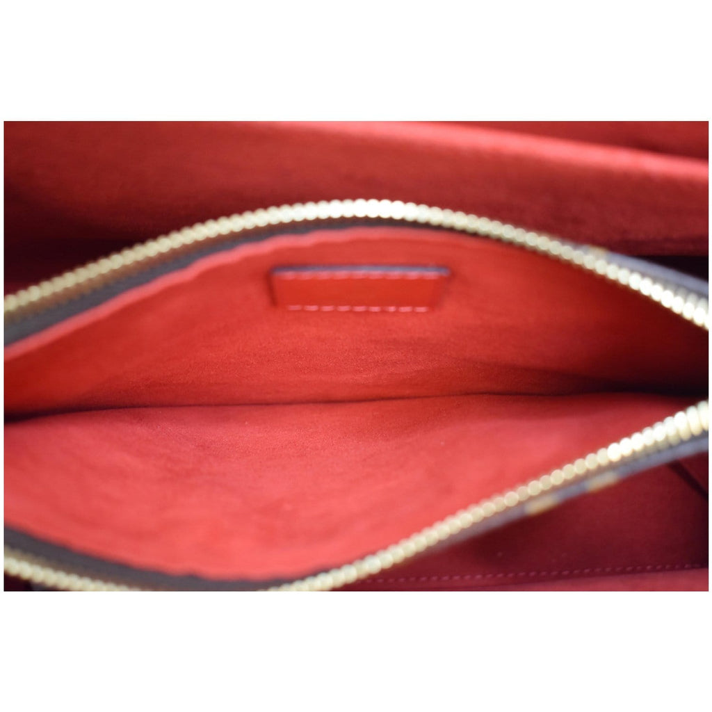 LOUIS VUITTON  Flower Monogram Canvas Tote Shoulder Bag Brown/Red