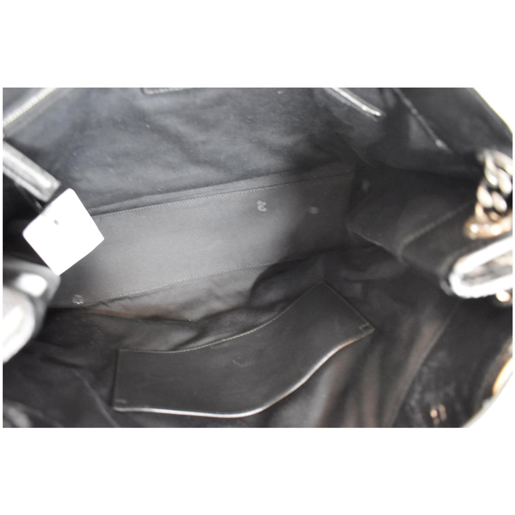 YVES SAINT LAURENT Niki Large Crinkle Leather Shopper Tote Bag Black