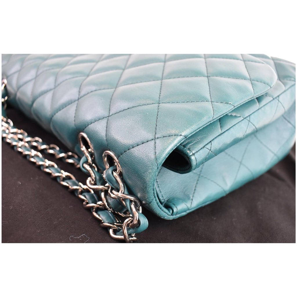 CHANEL Jumbo Classic Single Flap Lambskin Crossbody Bag Teal
