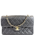 CHANEL Small Double Flap Caviar Quilted Leather Shoulder Bag Black