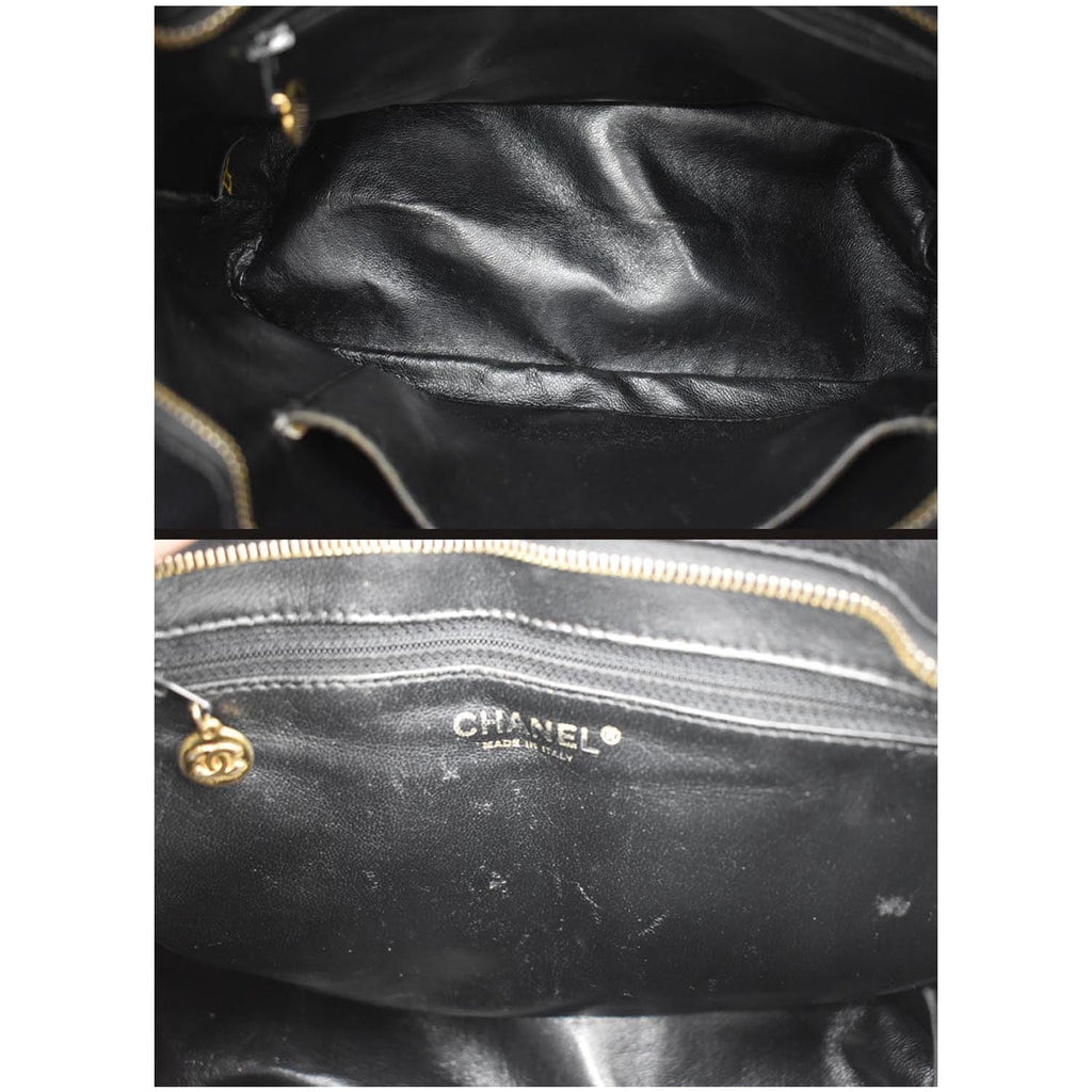 CHANEL Medallion Quilted Caviar Leather Tote Bag Black