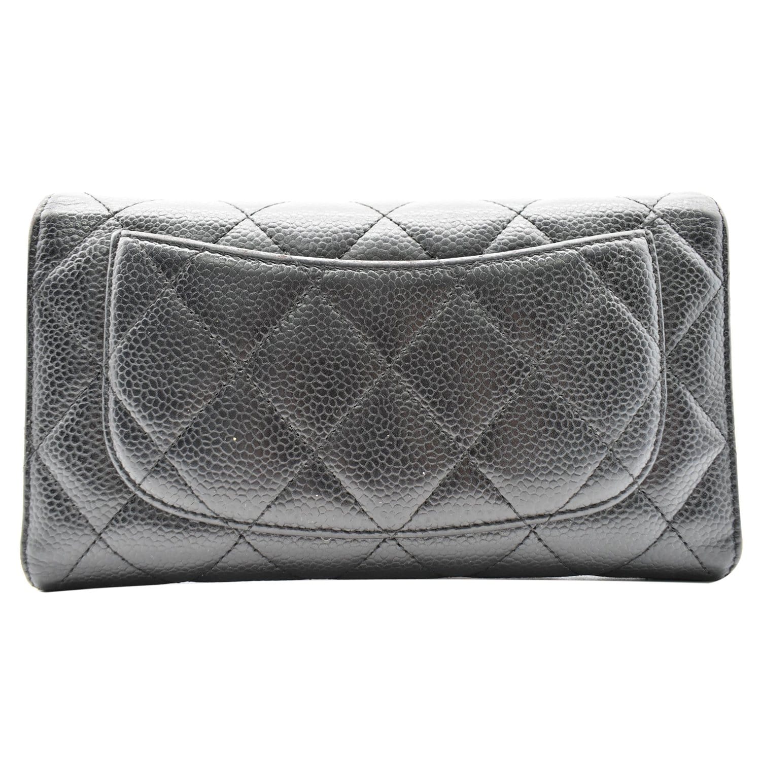 CHANEL Classic Flap Caviar Leather Card Holder Wallet Black