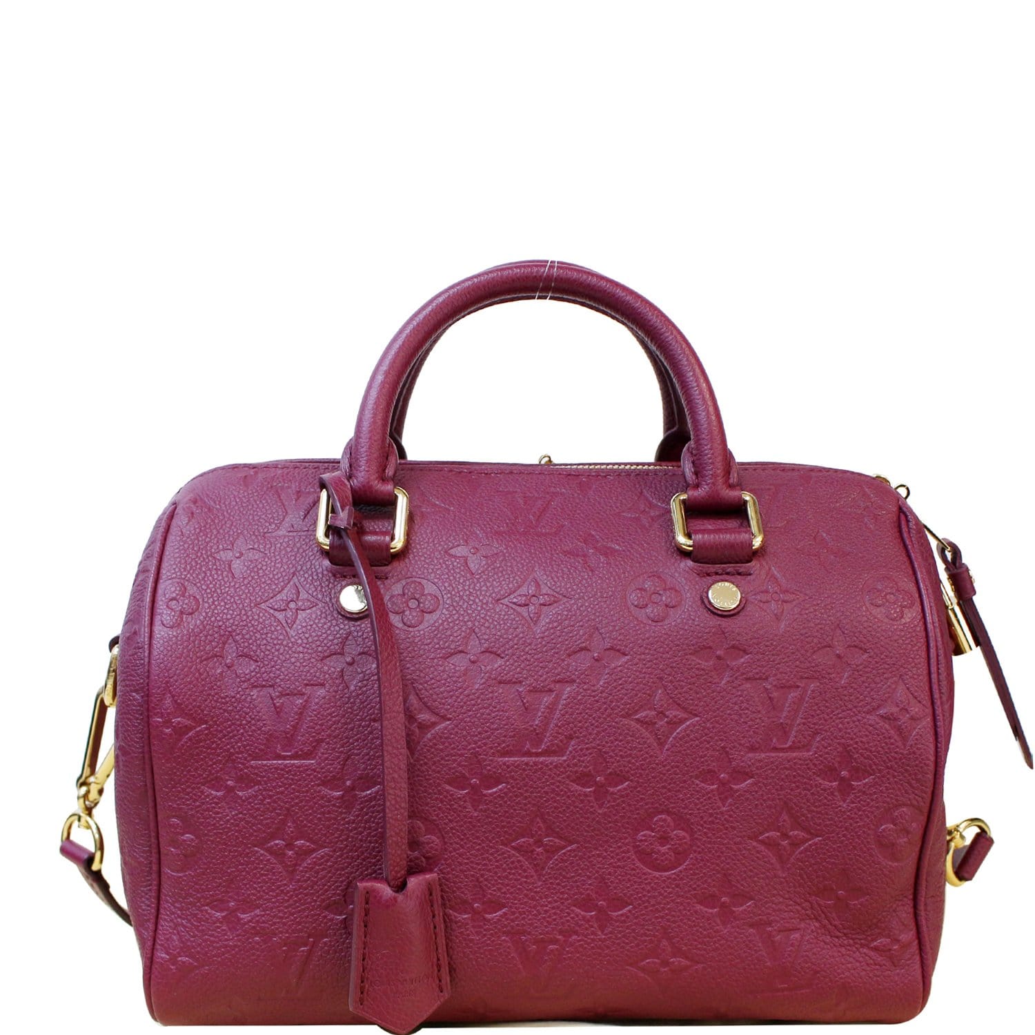 LOUIS VUITTON Speedy 25 Bandouliere Empreinte Leather Shoulder Bag Mulberry