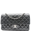 CHANEL Classic Double Flap Medium Leather Shoulder Bag Black