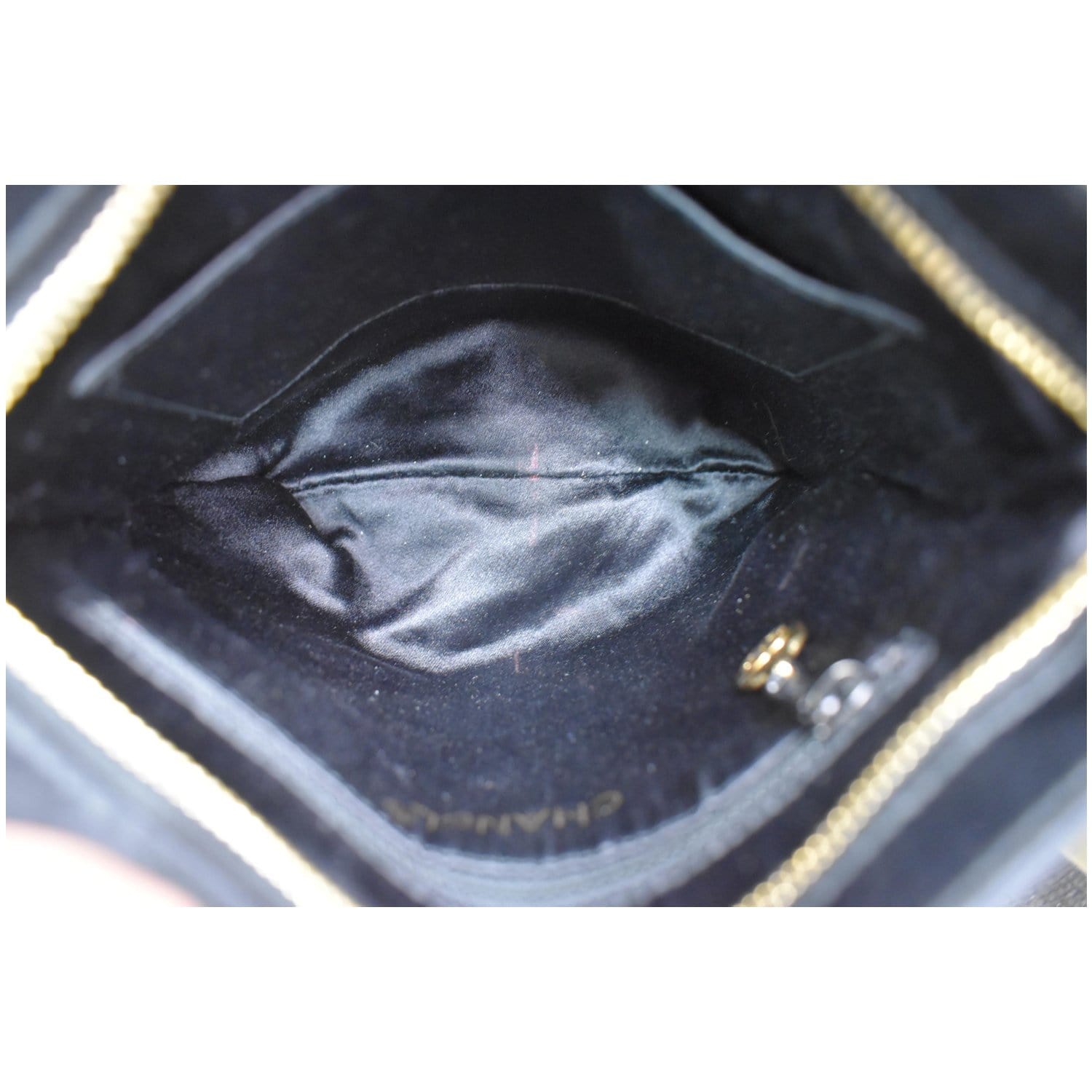 CHANEL Vintage Quilted Satin Tassel Shoulder Bag Black
