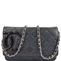 CHANEL Cambon Ligne Quilted Leather WOC Clutch Bag Black