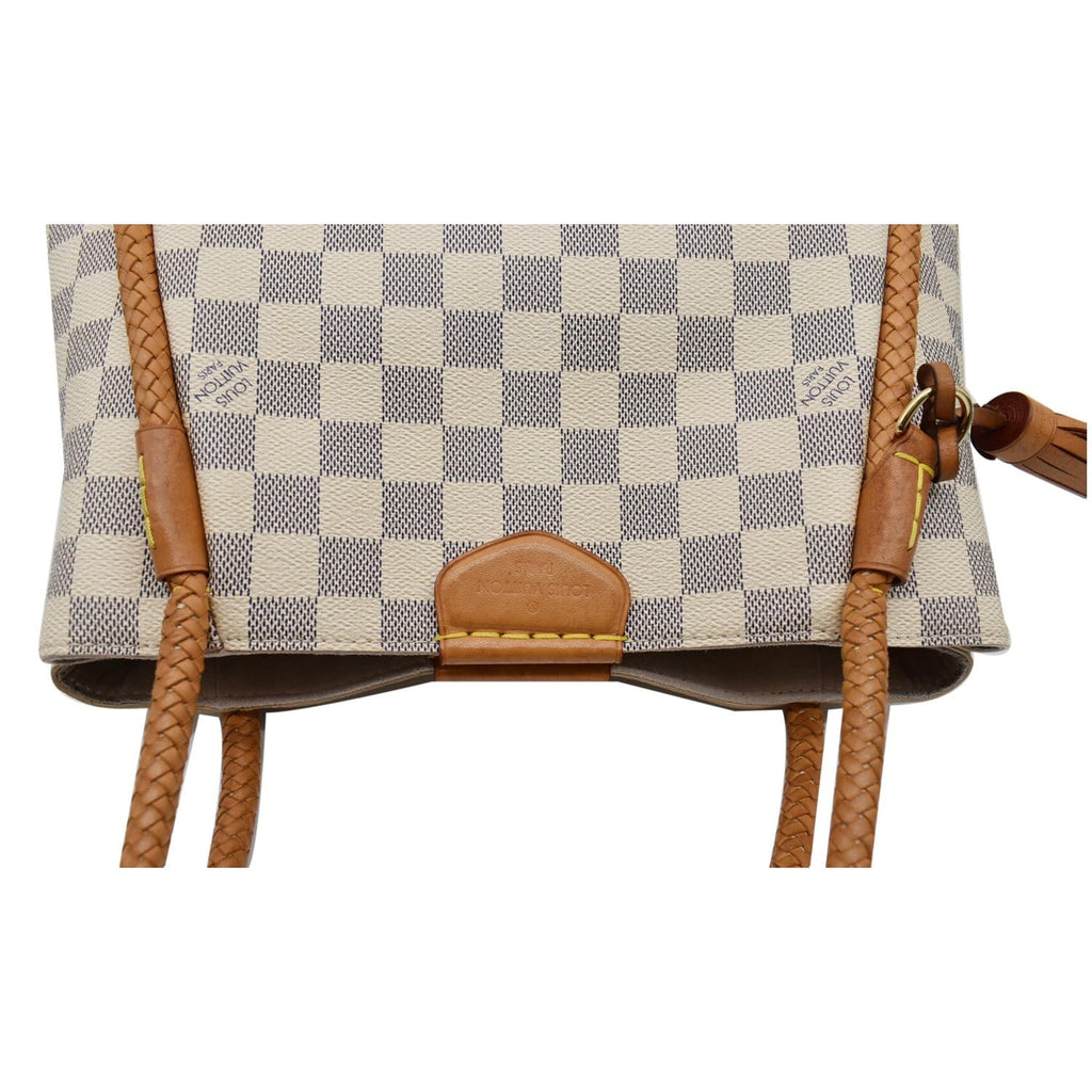 LOUIS VUITTON Propriano Damier Azur Tote Shoulder Bag White