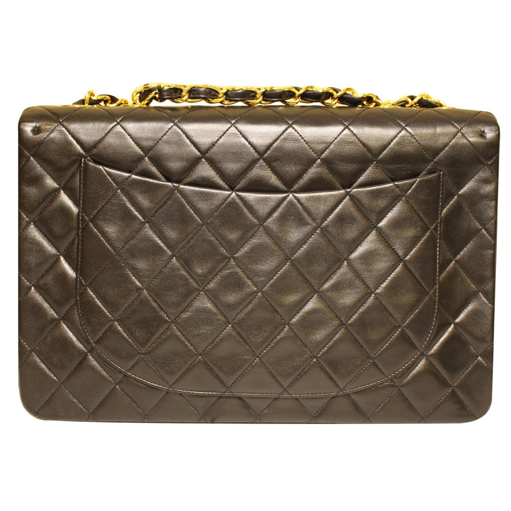 CHANEL Classic Flap XL Maxi Jumbo Quilted Lambskin Shoulder Bag Black