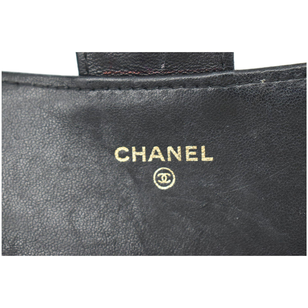 CHANEL Classic Long Flap Leather Wallet Black