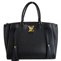 LOUIS VUITTON Lockmeto Calfskin Leather Tote Bag Black