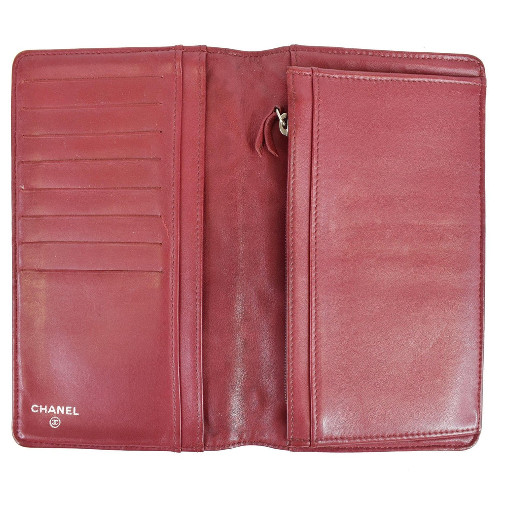CHANEL CC Wild Stitch Lambskin Leather Wallet Red - Last call
