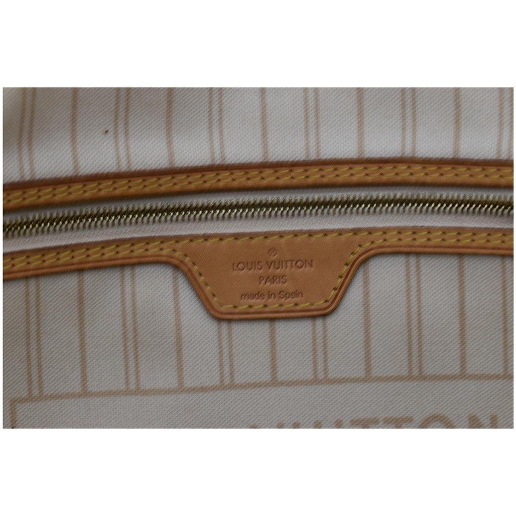 LOUIS VUITTON Neverfull MM Damier Azur Tote Bag White