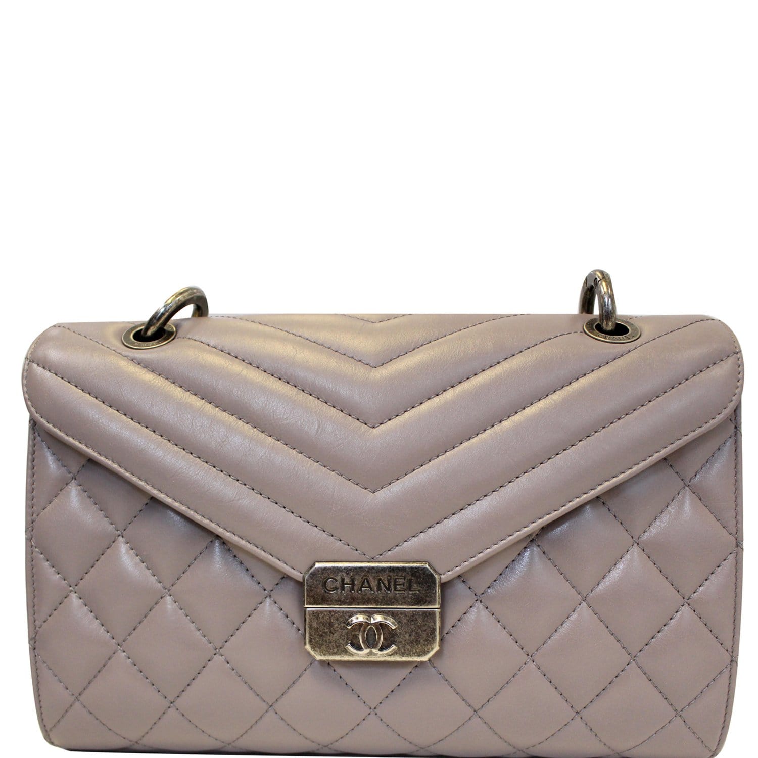 CHANEL Quilted Sheepskin Flap Bag with Handle Lilac