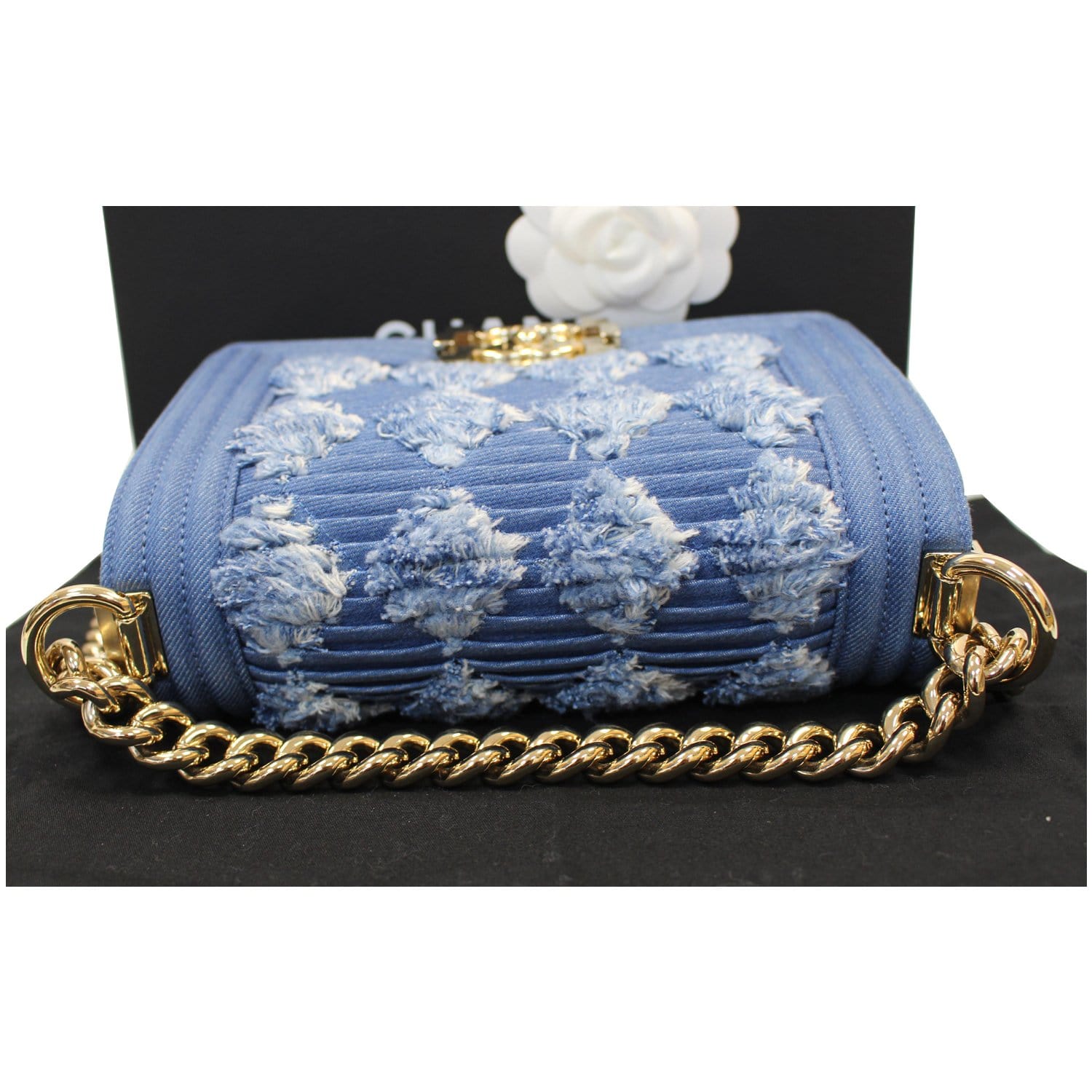 CHANEL Boy The 27th Mini Denim Shoulder Bag Blue