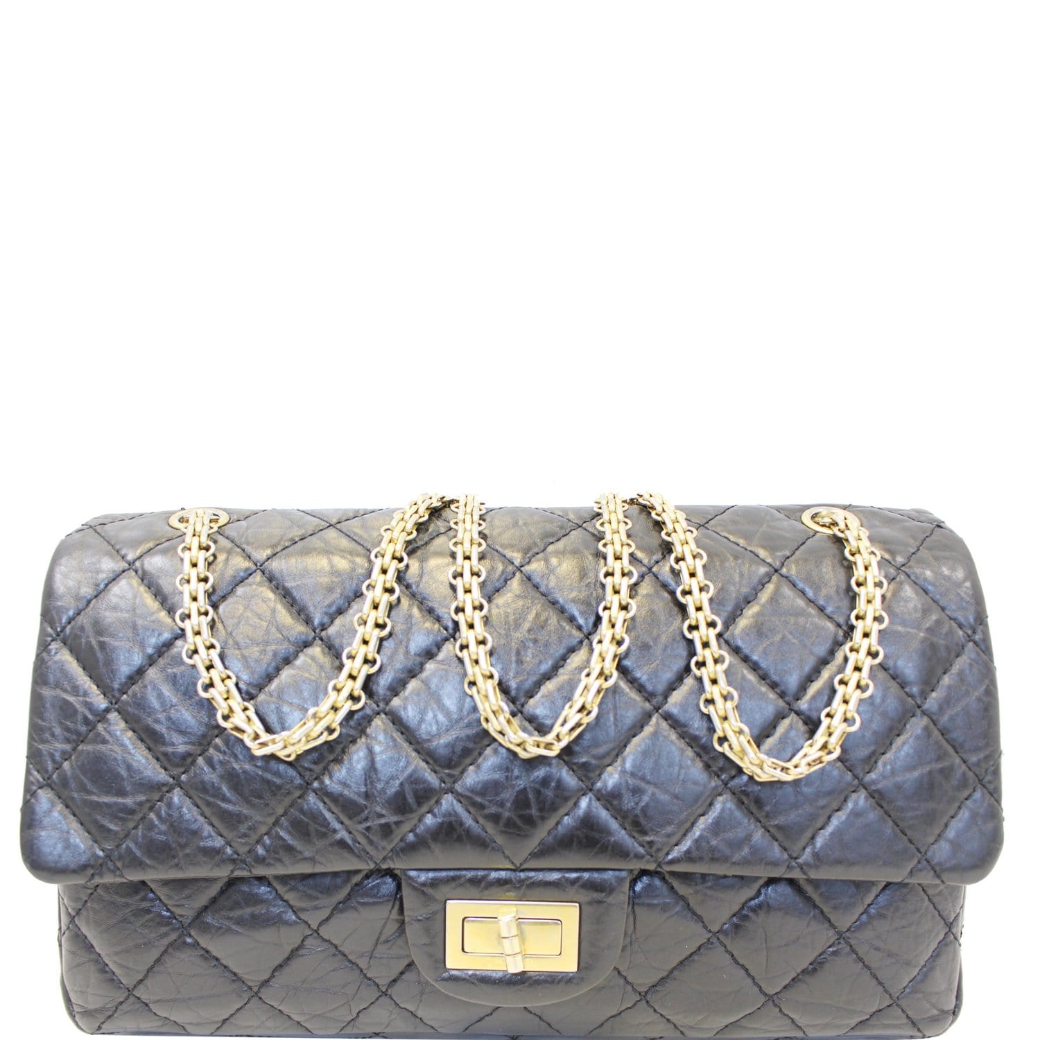 CHANEL 2.55 Reissue Calfskin Leather Flap Shoulder Bag Black
