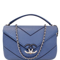 CHANEL CC Chevron Flap Shoulder Crossbody Bag Blue