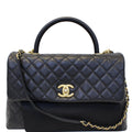 CHANEL Medium Coco Handle Caviar Leather Shoulder Bag Black