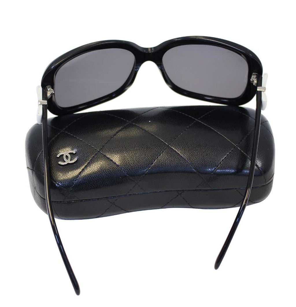 CHANEL Black Sunglasses with White Bow 5171
