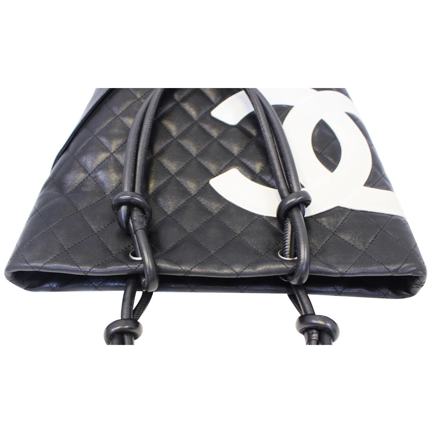 CHANEL Cambon Small Quilted Leather Tote Bag Black
