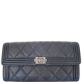 CHANEL Boy Large Flap Lambskin Leather Wallet Black - 15% OFF
