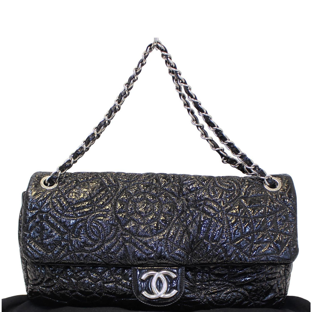 CHANEL Quilted Pattern Jumbo Single Flap Bag Black