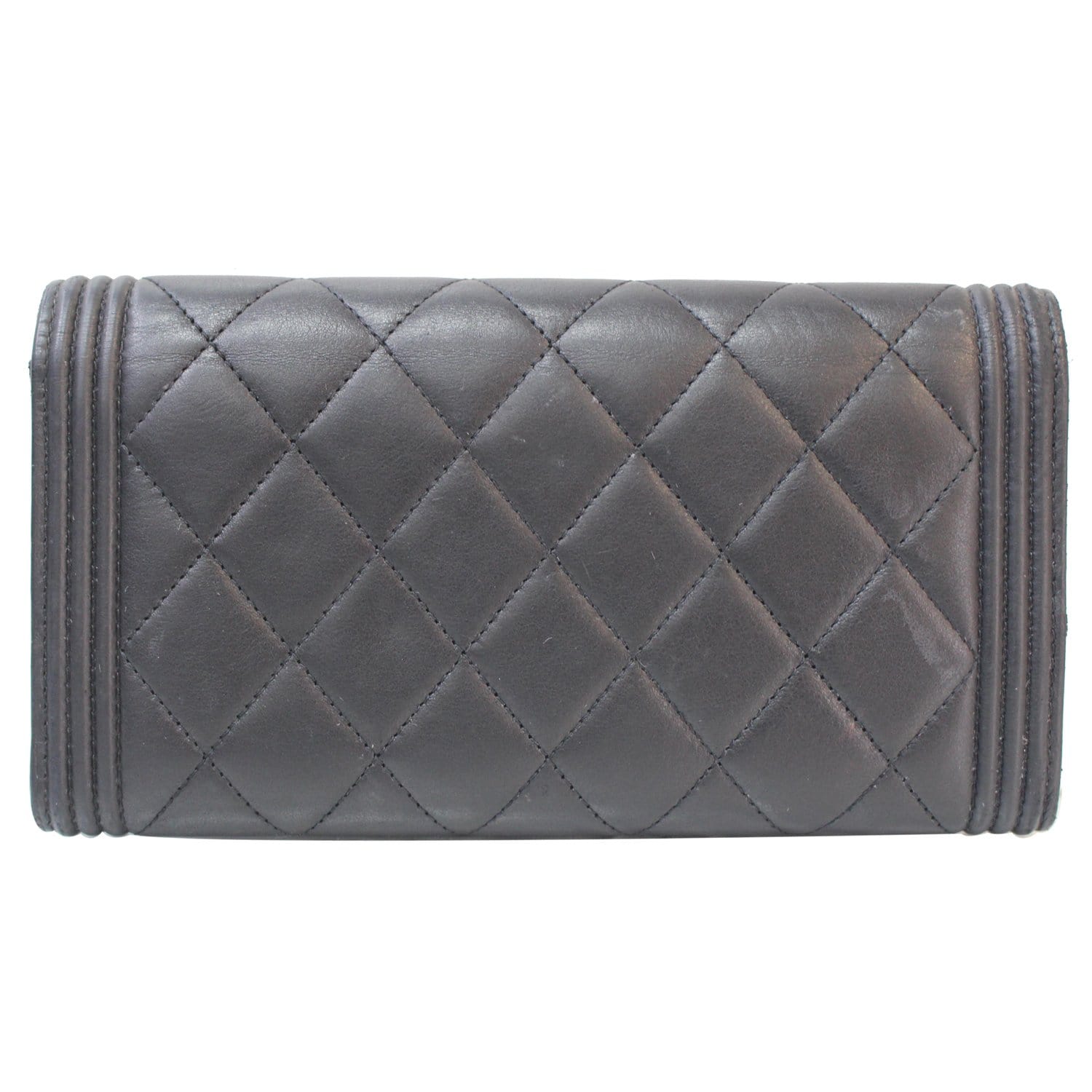 CHANEL Boy Large Flap Lambskin Leather Wallet Black
