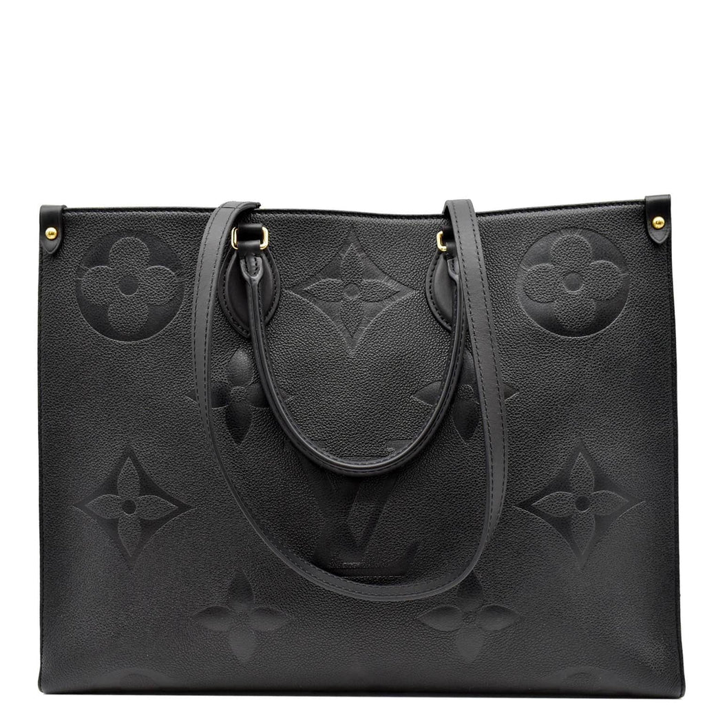 LOUIS VUITTON Onthego GM Monogram Empreinte Leather Tote Bag Black
