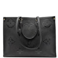 LOUIS VUITTON Onthego GM Monogram Empreinte Leather Tote Bag Black