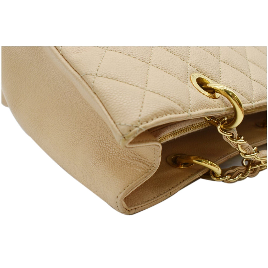 CHANEL Grand Shopping GST Caviar Leather Tote Bag Beige