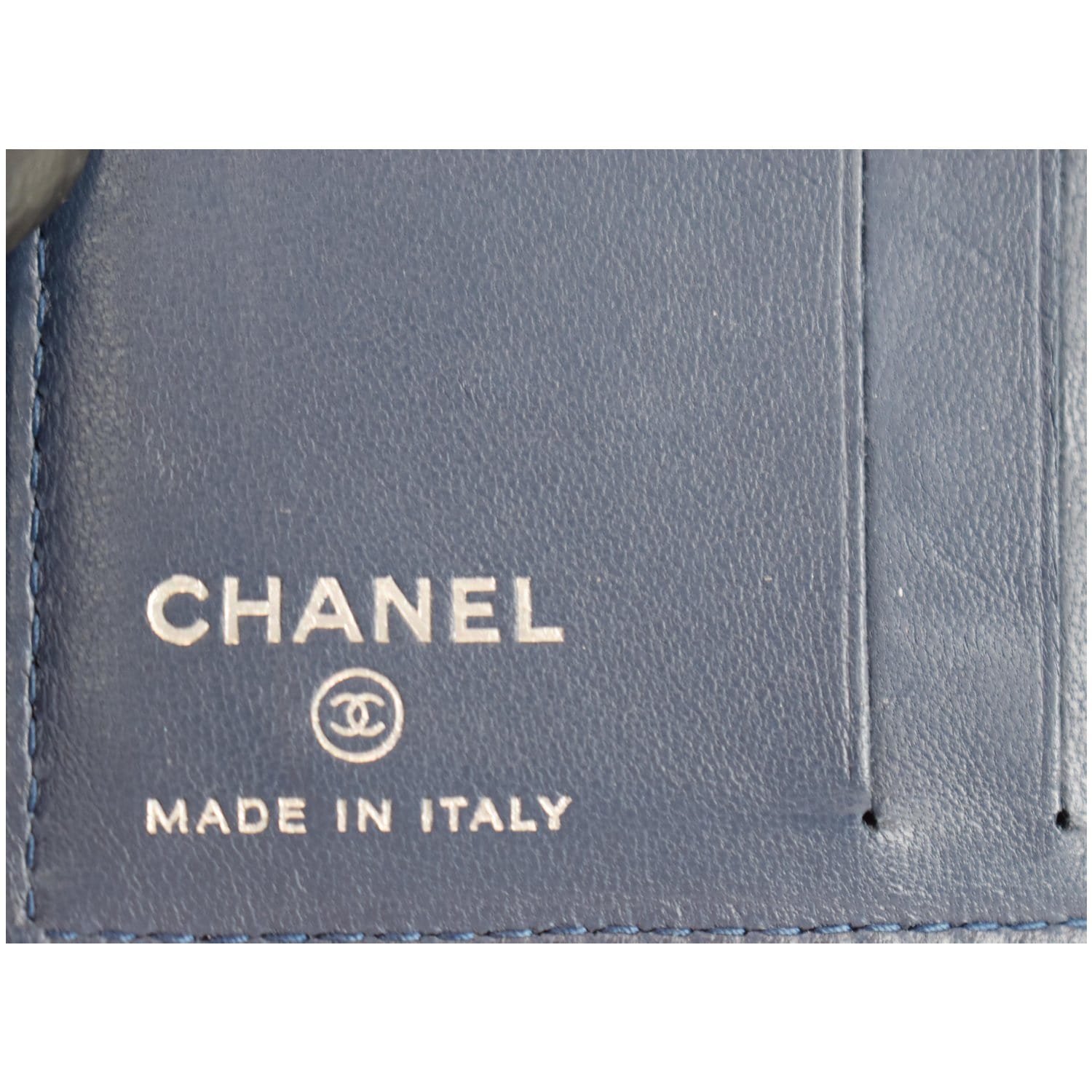 CHANEL Classic Folded Leather Card Holder Wallet Blue