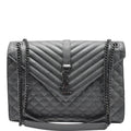 YVES SAINT LAURENT Envelope Large Grain De Poudre Leather Shoulder Bag Black