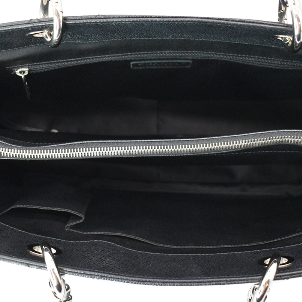 CHANEL XL Grand Quilted Caviar Leather Shopping Tote Bag Black