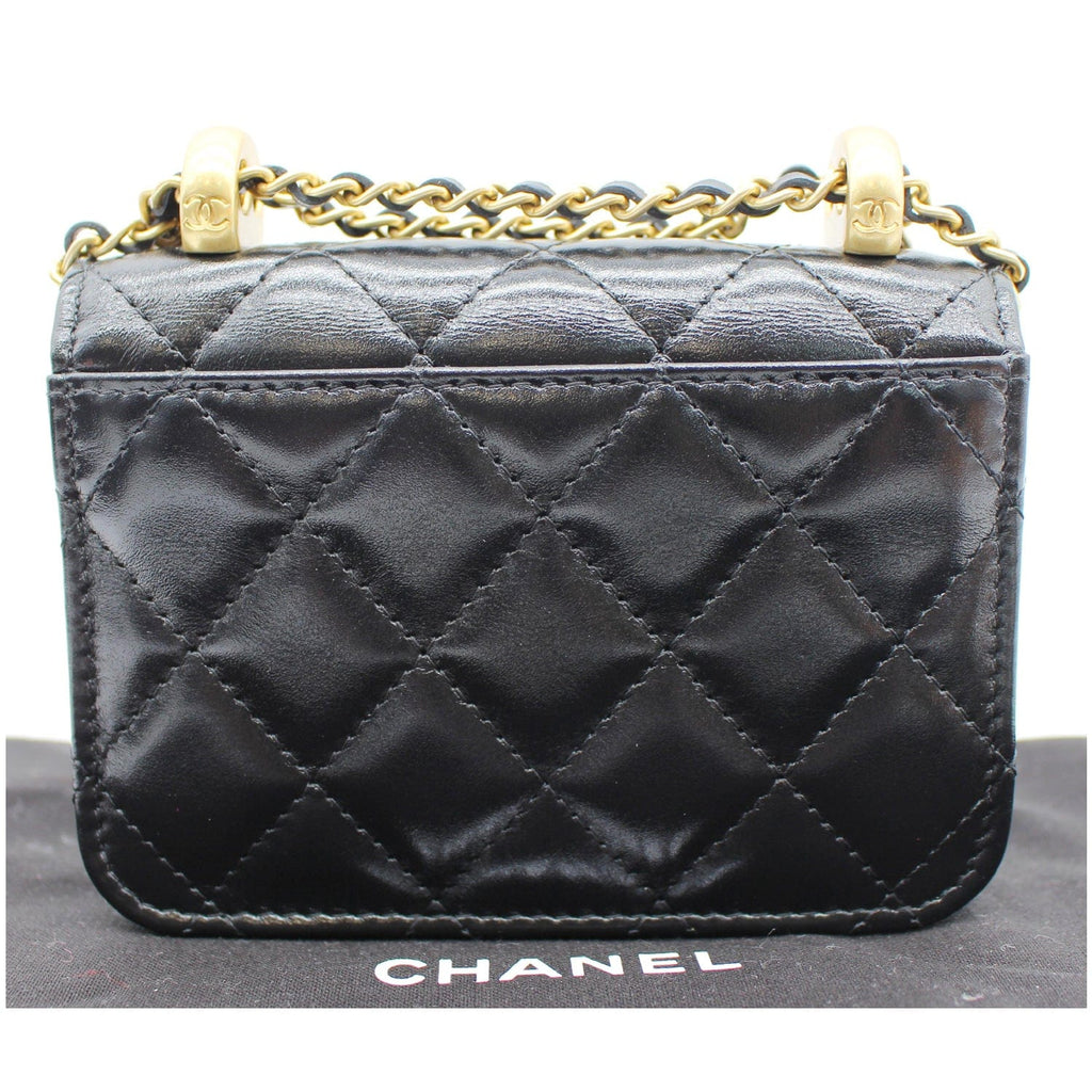 CHANEL 21A Mini Flap Coin Leather Purse Crossbody Bag Black
