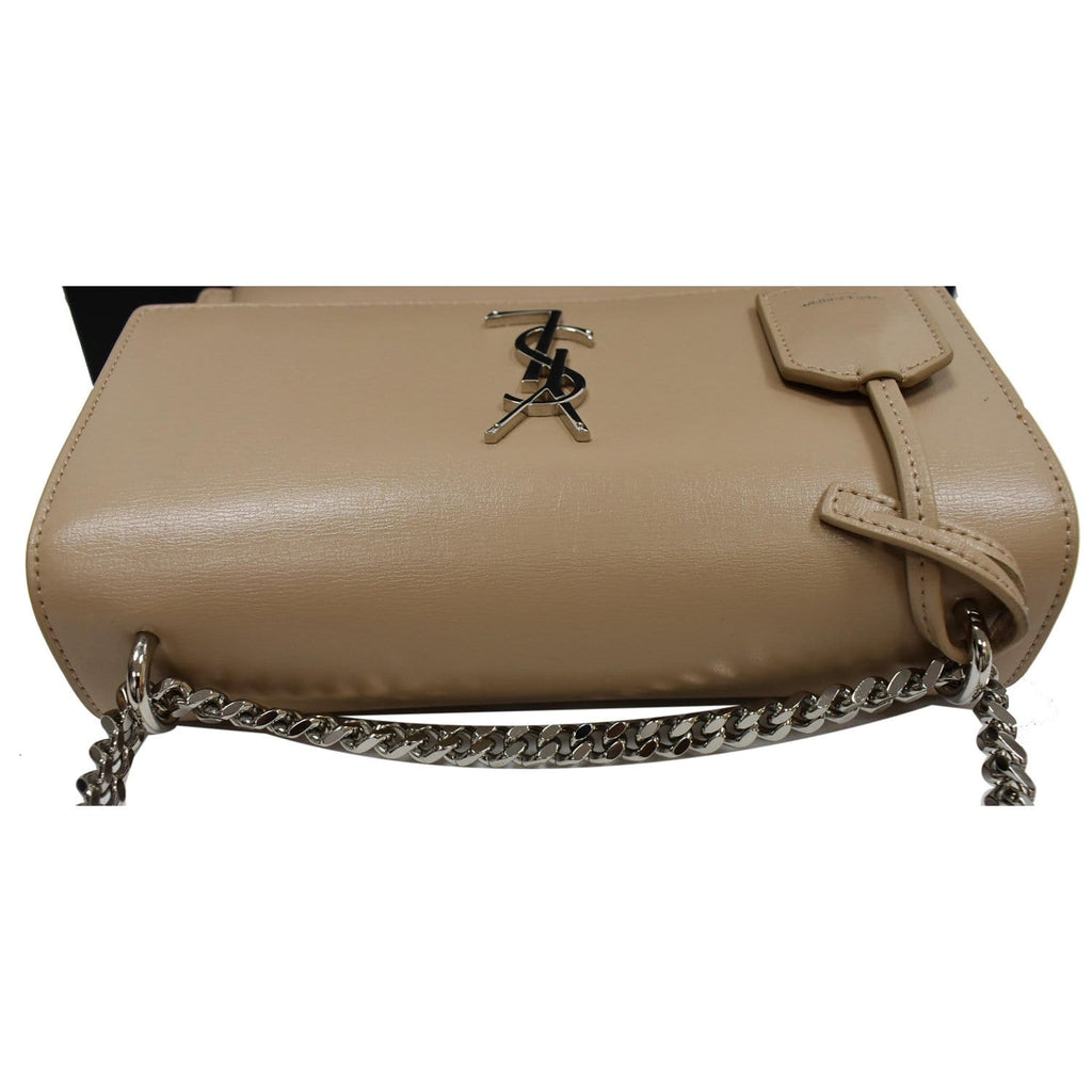 YVES SAINT LAURENT Monogram Sunset Medium Leather Shoulder Bag Beige
