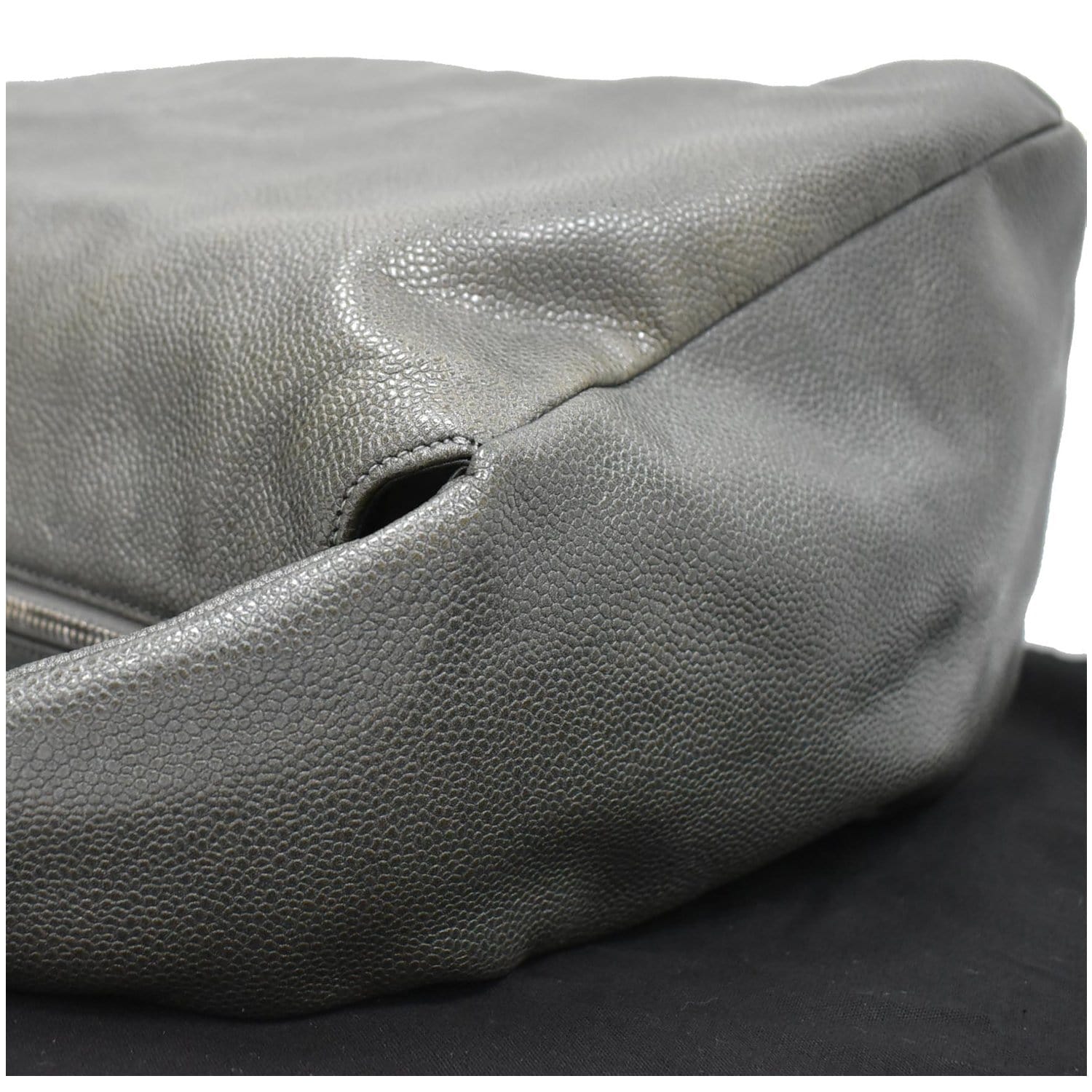 CHANEL 31 Small CC Caviar Leather Hobo Bag Grey