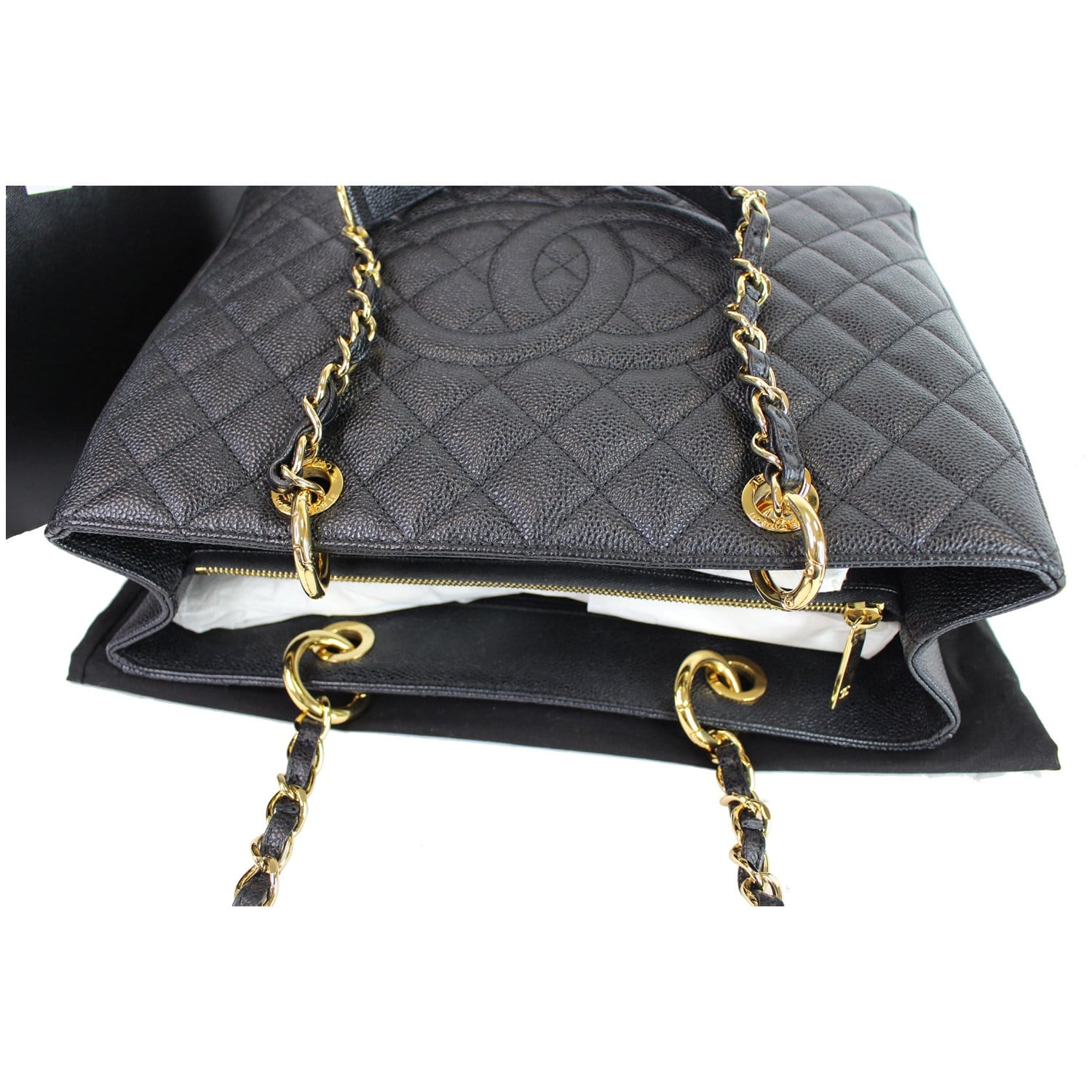 CHANEL Grand Shopping Caviar Leather GST Tote Bag Black
