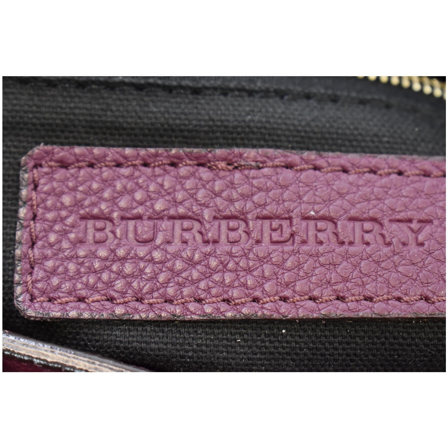 BURBERRY Small Banner Leather House Check Tote Shoulder Bag Burgundy