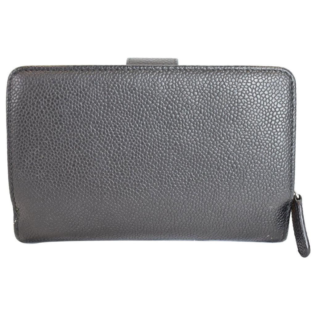 CHANEL Bifold Caviar Leather Wallet Black