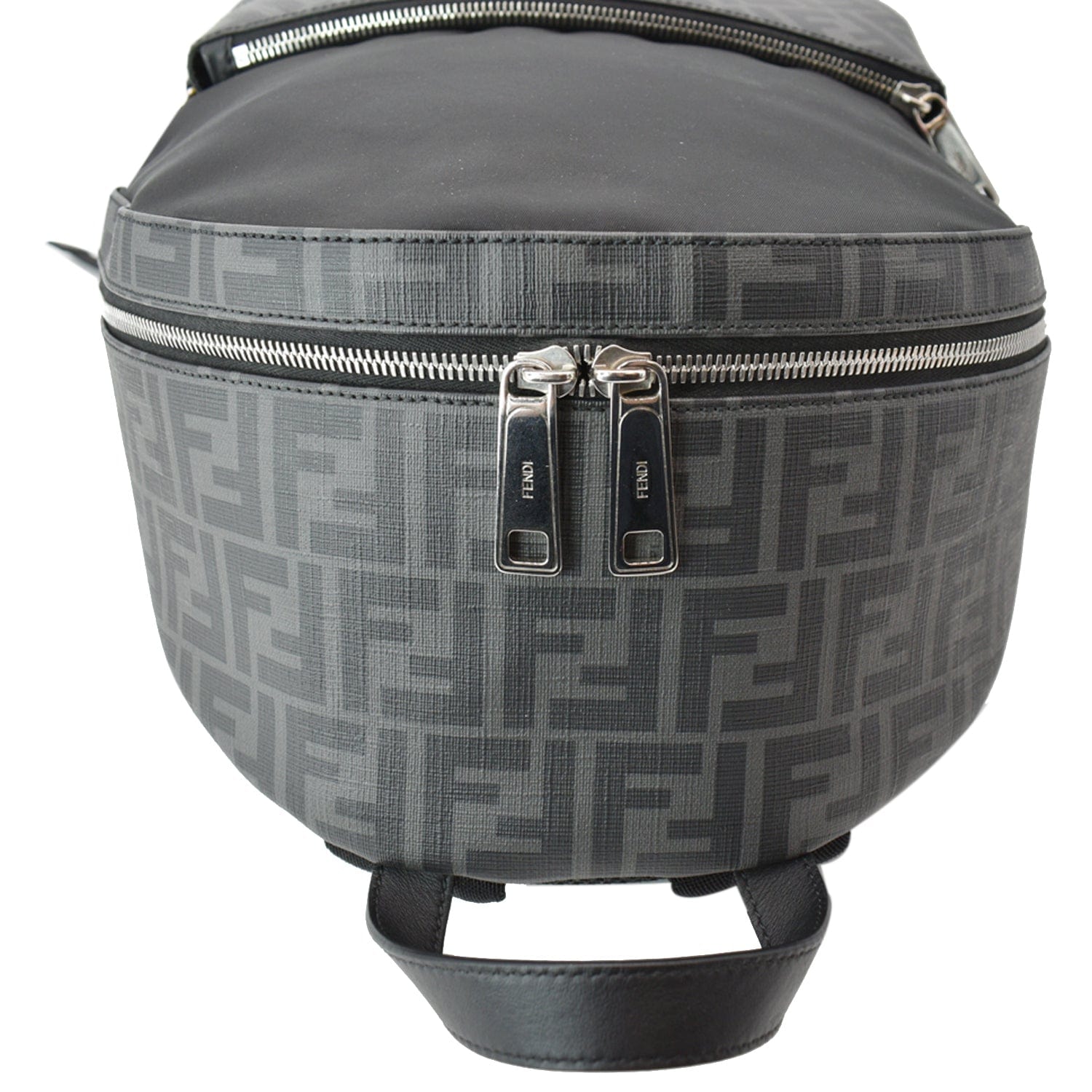 FENDI Diagonal Liberty Nylon Leather Backpack Black