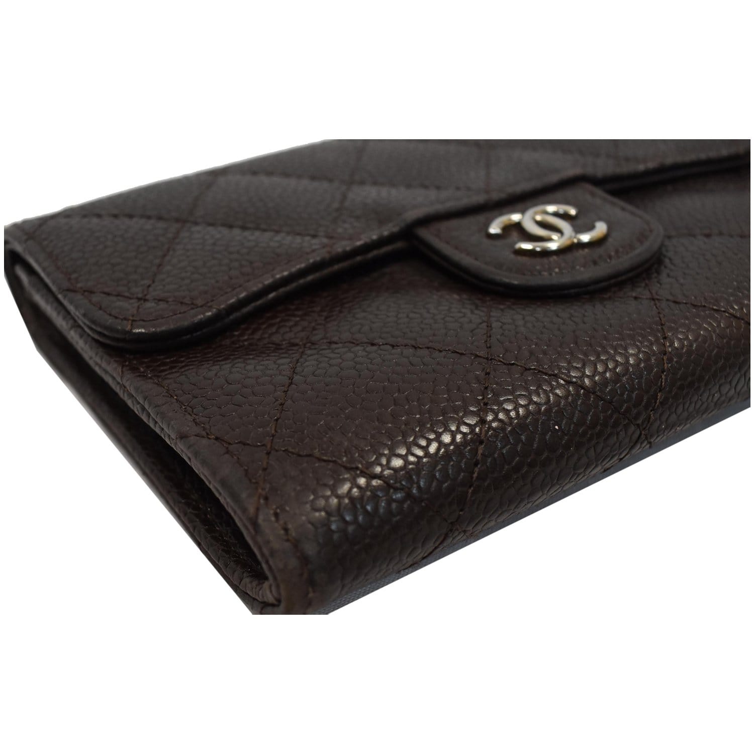 CHANEL Classic Flap Caviar Leather Card Holder Brown