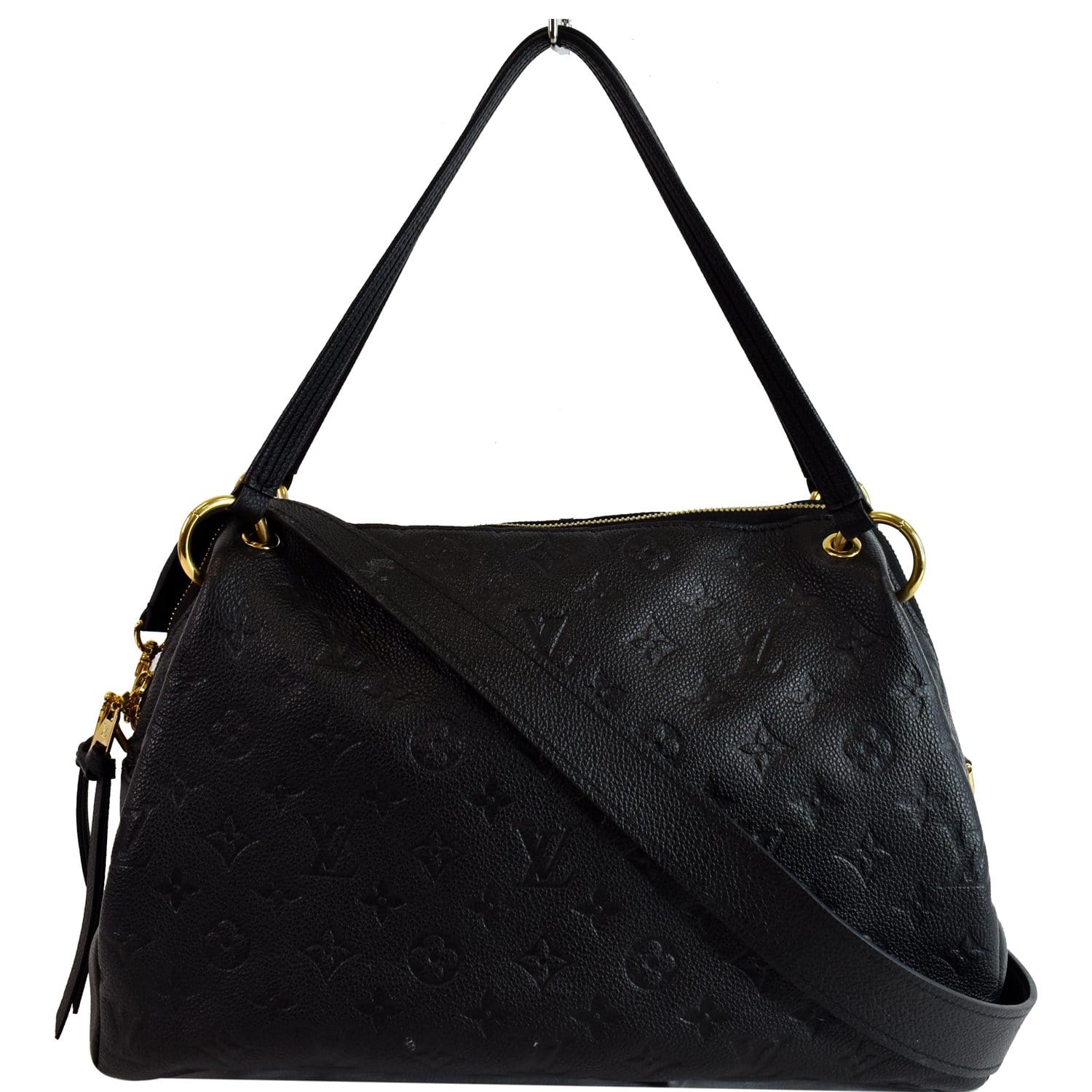 LOUIS VUITTON Ponthieu MM Monogram Empreinte Leather Shoulder Bag Black