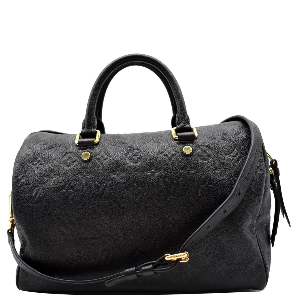 LOUIS VUITTON Speedy 30 Bandouliere Monogram Empreinte Leather Shoulder Bag Black