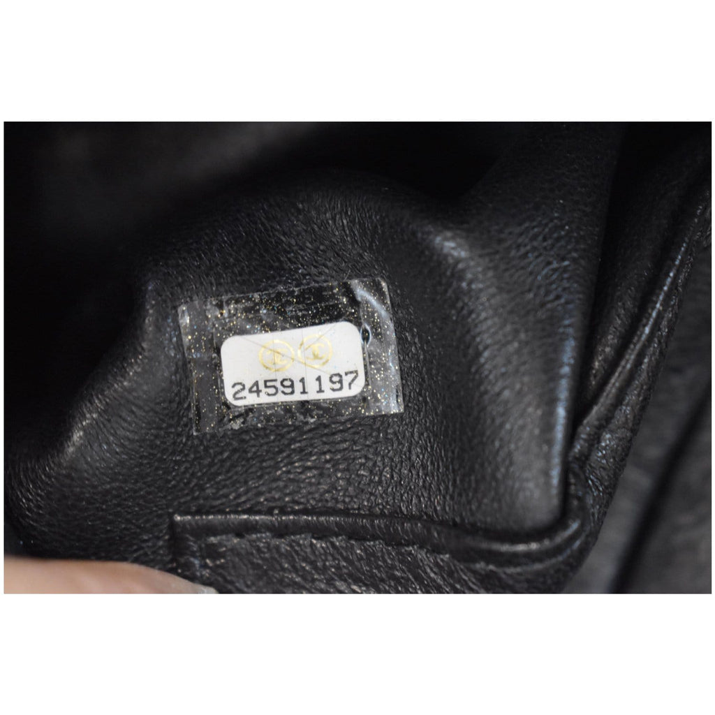 CHANEL Medium Coco Quilted Caviar Lizard Handle Shoulder Bag Black