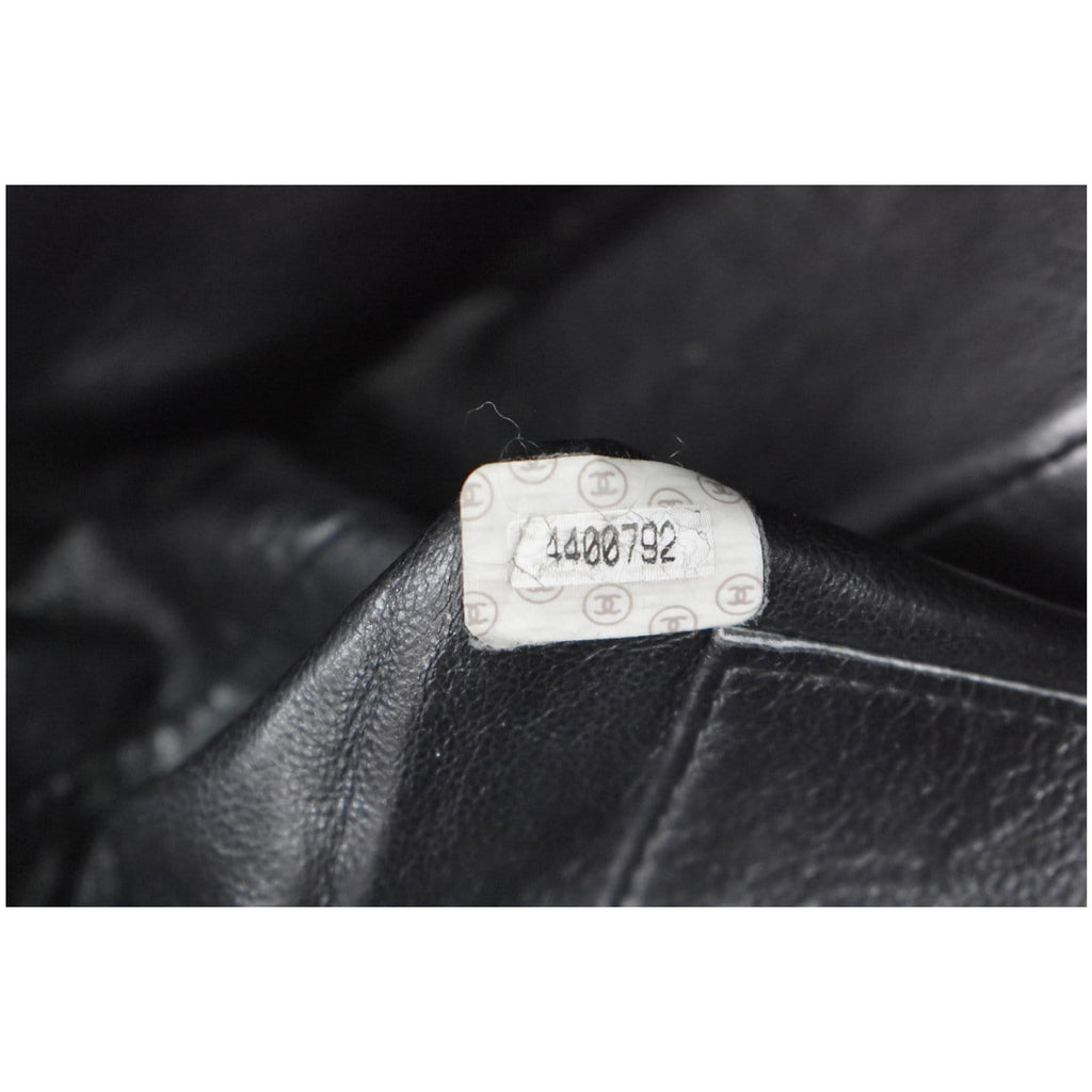 CHANEL Vintage Quilted Leather Chain Handle Tote Bag Black
